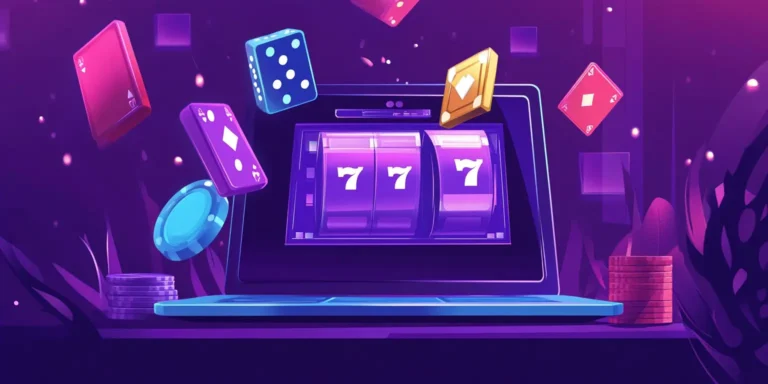 online casino on laptop cartoon image